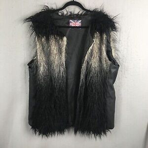 Stylish Black and Gray Faux Fur Vest